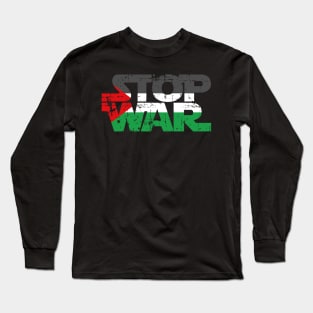 Stop War - Popular Palestine Flag Distressed Graphic Long Sleeve T-Shirt